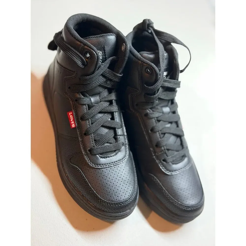 NEW! 3M Levi's Drive Hi Synthetic Leather Casual High-Top Sneakers Black